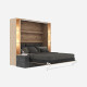 SMARTBett SET Murphy bed M3 160x200 (depth 55cm) vertical incl. 2 x LED shelves STA.2.0021 anthracite incl. sofa anthracite with Armrests 26 cm