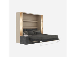 SMARTBett SET Schrankbett M3 160x200 (Tiefe 55cm) Vertikal inkl. 2 x LED Regale STA.2.0021 Kaiserberg Eiche inkl.SOFA Anthrazit