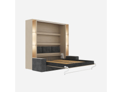 SMARTBett SET Schrankbett M3 160x200 (Tiefe 55cm) Vertikal inkl. 2 x LED Regale STA.2.0021 Kaiserberg Eiche inkl.SOFA Anthrazit
