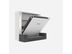 SMARTBett SET Murphy bed M3 140x200 (depth 55cm) vertical + 2x LED shelves STA.2.0021 WHITE incl. sofa anthracite