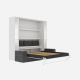 SMARTBett SET Murphy bed M3 140x200 (depth 55cm) vertical + 2x LED shelves STA.2.0021 WHITE incl. sofa anthracite