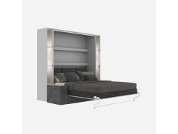 SMARTBett SET Schrankbett M3 140x200 (Tiefe 55cm) Vertikal + 2x LED Regale STA.2.0021 PERLGRAU inkl. Sofa Anthrazit