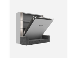 SMARTBett SET Schrankbett M3 140x200 (Tiefe 55cm) Vertikal + 2x LED Regale STA.2.0021 PERLGRAU inkl. Sofa Anthrazit