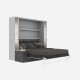 SMARTBett SET Murphy bed M3 140x200 (depth 55cm) vertical + 2x LED shelves STA.2.0021 PEARL GREY incl. sofa anthracite Armrests 26 cm