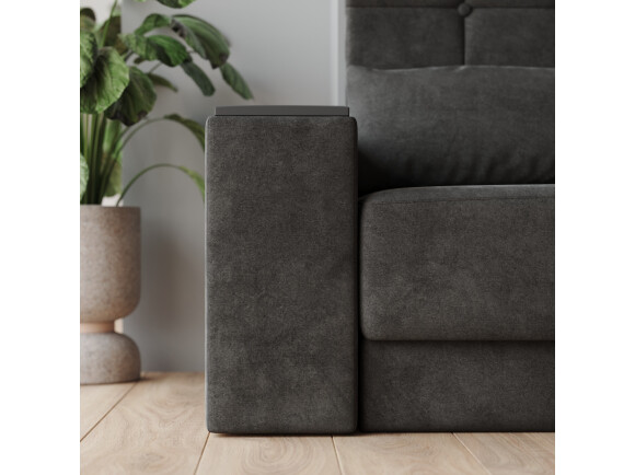 SMARTBett SET Murphy bed M3 140x200 (depth 55cm) vertical + 2x LED shelves STA.2.0021 PEARL GREY incl. sofa anthracite Armrests 26 cm with storage space