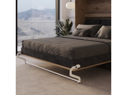 SMARTBett SET Schrankbett M3 140x200 (Tiefe 55cm) Vertikal + 2x LED Regale STA.2.0021 WILDEICHE inkl. Sofa Anthrazit