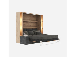 SMARTBett SET Schrankbett M3 140x200 (Tiefe 55cm) Vertikal + 2x LED Regale STA.2.0021 WILDEICHE inkl. Sofa Anthrazit