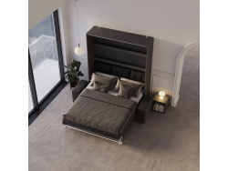 SMARTBett SET Schrankbett M3 140x200 (Tiefe 55cm) Vertikal + 2x LED Regale STA.2.0021 ANTHRAZIT inkl. Sofa Anthrazit
