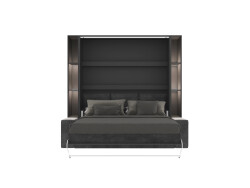 SMARTBett SET Murphy bed M3 140x200 (depth 55cm) vertical + 2x LED shelves STA.2.0021 ANTHRACITE incl. sofa anthracite Armrests 26 cm