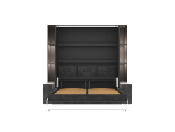 SMARTBett SET Murphy bed M3 140x200 (depth 55cm) vertical + 2x LED shelves STA.2.0021 ANTHRACITE incl. sofa anthracite Armrests 26 cm