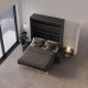 SMARTBett SET Murphy bed M3 140x200 (depth 55cm) vertical + 2x LED shelves STA.2.0021 ANTHRACITE incl. sofa anthracite Armrests 26 cm