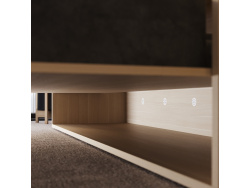 SMARTBett SET Schrankbett M3 140x200 (Tiefe 55cm) Vertikal + 2x LED Regale STA.2.0021 Kaiserberg Eiche inkl. Sofa Anthrazit