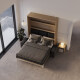 SMARTBett SET Murphy bed M3 140x200 (depth 55cm) vertical + 2x LED shelves STA.2.0021 Kayserberg Oak incl. sofa anthracite Armrests 26 cm