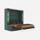 SMARTBett SET Murphy bed M3 140x200 (depth 55cm) vertical + 2x LED shelves STA.2.0021 STONE GREEN incl. sofa anthracite