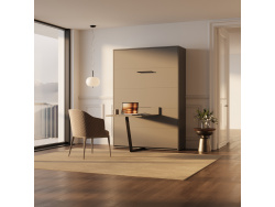 SMARTBett Murphy Bed incl Desk M3 (55cm Depth) 140x200cm Vertical Anthracite