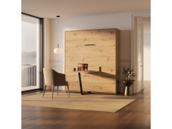 SMARTBett Murphy Bed incl Desk M3 (55cm Depth) 160x200cm Vertical Wild Oak