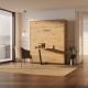 SMARTBett Murphy Bed incl Desk M3 (55cm Depth) 160x200cm Vertical Wild Oak