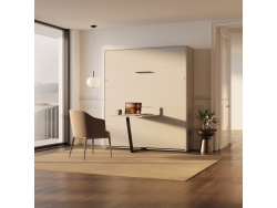 SMARTBett Murphy Bed M3 with Desk (55cm Depth) 180x200cm Vertical Pearl Grey