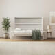 SMARTBett 140x200 Wall Bed Horizontal M2 (Depth 55cm) WHITE incl. SOFA sand gray 26 cm armrests with drawers