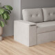 SMARTBett 140x200 Wall Bed Horizontal M2 (Depth 55cm) WHITE incl. SOFA sand gray 26 cm armrests with drawers