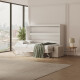 SMARTBett 140x200 Wall Bed Horizontal M2 (Depth 55cm) WHITE incl. SOFA sand gray 26 cm armrests with drawers