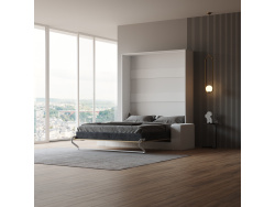 Smartbett Schrankbett mit SOFA Weiss M1 160x200 Vertikal Weiss /Kaiser Eiche
