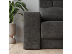 SMARTBett Murphy Bed 140x200 Horizontal M2 (Depth 55cm) Wild Oak with Corner Sofa Anthracite Armrests with storage 26 cm