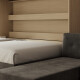 SMARTBett Murphy Bed 140x200 Horizontal M2 (Depth 55cm) Wild Oak with Corner Sofa Anthracite Armrests with storage 26 cm