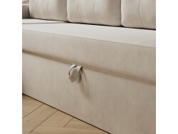 SMARTBett Schrankbett 140x200 Horizontal M2 (Tiefe 55cm) Kaiserberg Eiche mit Ecksofa Sandgrau Armlehnen mit Stauraum 26 cm