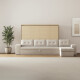 SMARTBett Schrankbett 140x200 Horizontal M2 (Tiefe 55cm) Kaiserberg Eiche mit Ecksofa Sandgrau Armlehnen mit Stauraum 26 cm