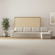 SMARTBett Schrankbett 140x200 Horizontal M2 (Tiefe 55cm) Kaiserberg Eiche mit Ecksofa Sandgrau