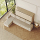 SMARTBett Schrankbett 140x200 Horizontal M2 (Tiefe 55cm) Kaiserberg Eiche mit Ecksofa Sandgrau