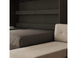 SMARTBett Murphy Bed 140x200 Horizontal M2 (Depth 55cm) Anthracite with Corner Sofa