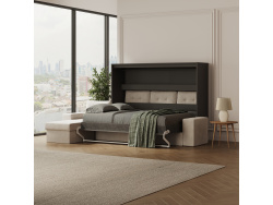 SMARTBett Murphy Bed 140x200 Horizontal M2 (Depth 55cm) Anthracite with Corner Sofa