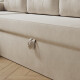 SMARTBett Murphy Bed 140x200 Horizontal M2 (Depth 55cm) Pearl grey with Corner Sofa Sand grey Armrests with storage 26 cm