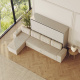 SMARTBett Murphy Bed 140x200 Horizontal M2 (Depth 55cm) Pearl grey with Corner Sofa Sand grey