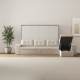 SMARTBett Murphy Bed 140x200 Horizontal M2 (Depth 55cm) Pearl grey with Corner Sofa Sand grey