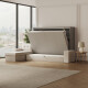 SMARTBett Murphy Bed 140x200 Horizontal M2 (Depth 55cm) Pearl grey with Corner Sofa Sand grey