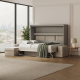 SMARTBett Murphy Bed 140x200 Horizontal M2 (Depth 55cm) Pearl grey with Corner Sofa Sand grey