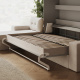SMARTBett Murphy Bed 140x200 Horizontal M2 (Depth 55cm) Pearl grey with Corner Sofa Sand grey