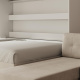 SMARTBett Schrankbett 140x200 Horizontal M2 (Tiefe 55cm) White mit Ecksofa Sandgrau
