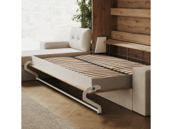 SMARTBett Murphy Bed 140x200 Horizontal M2 (Depth 55cm) Wild Oak with Corner Sofa