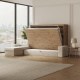 SMARTBett Murphy Bed 140x200 Horizontal M2 (Depth 55cm) Wild Oak with Corner Sofa