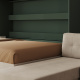 SMARTBett Murphy Bed 140x200 Horizontal M2 (Depth 55cm) Stone Green with Corner Sofa Sand grey