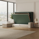 SMARTBett Murphy Bed 140x200 Horizontal M2 (Depth 55cm) Stone Green with Corner Sofa Sand grey