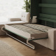 SMARTBett Murphy Bed 140x200 Horizontal M2 (Depth 55cm) Stone Green with Corner Sofa Sand grey