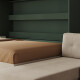 SMARTBett Schrankbett 140x200 Horizontal M2 (Tiefe 55cm) Steingrün mit Ecksofa Sandgrau