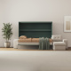 SMARTBett Schrankbett 140x200 Horizontal M2 (Tiefe 55cm) Steingrün mit Ecksofa Sandgrau