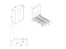 SMARTBett Series M 140V Vertical Murphy Bed 140x200cm (Depth 40cm)