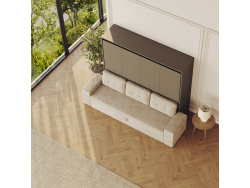 SMARTBett 160x200 Schrankbett Horizontal M2 (Tiefe 55cm) Anthrazit inkl.SOFA Sandgrau